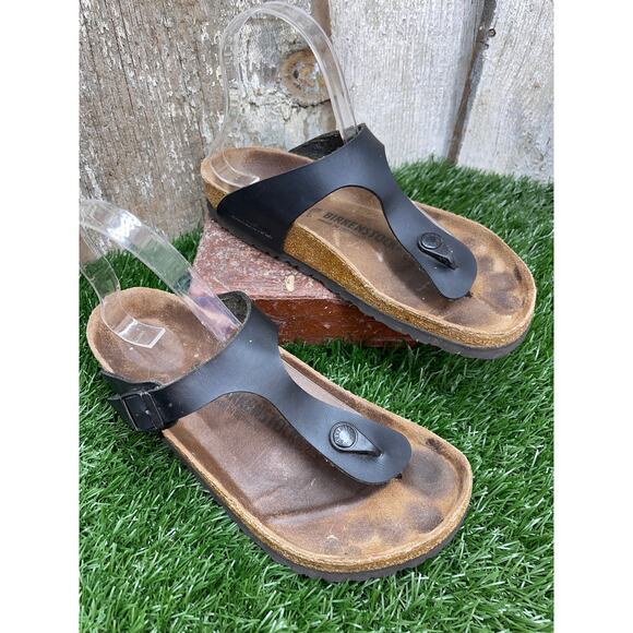 Birkenstock Gizeh Black Birko Flor Sandals EU39 US Women's 8 - Picture 1 of 8